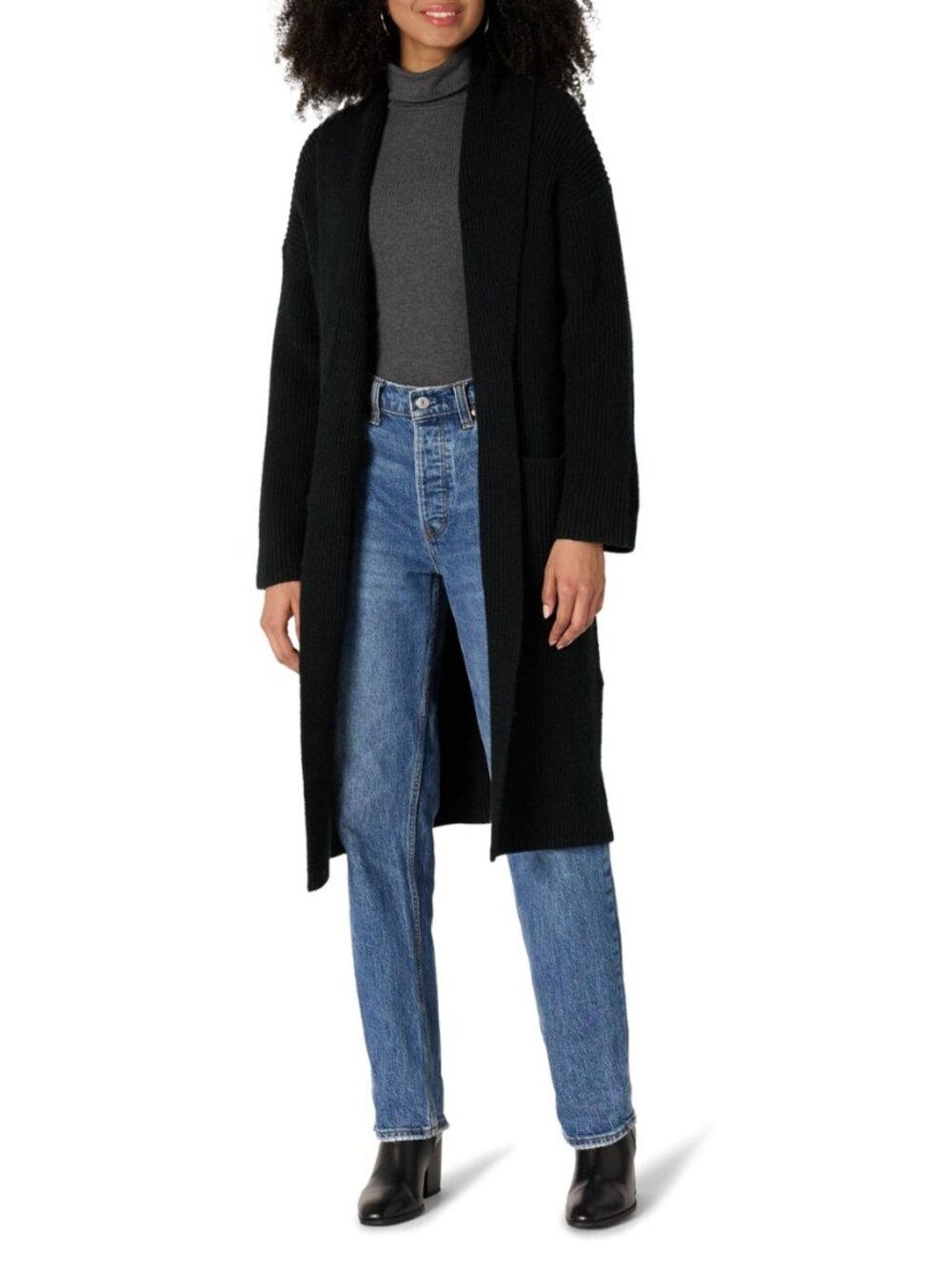 Women's Oversized-Fit Cotton Blend Heavyweight Texture Stitch Long Cardigan